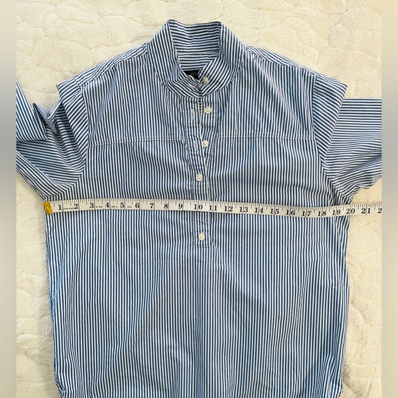 J.Crew blue and white striped cotton popover shirt size 2 - Picture 7 of 9